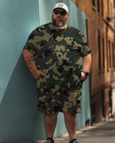 Ensemble de t-shirt camouflage grande taille pour hommes, costume de style sportif pour hommes